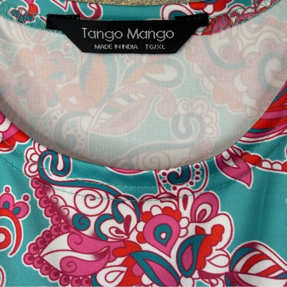Tango Mango XL Smooth Stretch Sleeveless Tank Dress Pink Blue Paisley Floral - Picture 4 of 5
